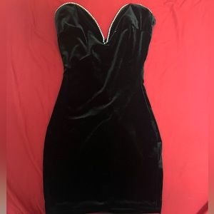 Black mini dress v cut